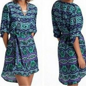 Anthropologie Maeve Ikat Frequences Blue Purple Dress Size Small